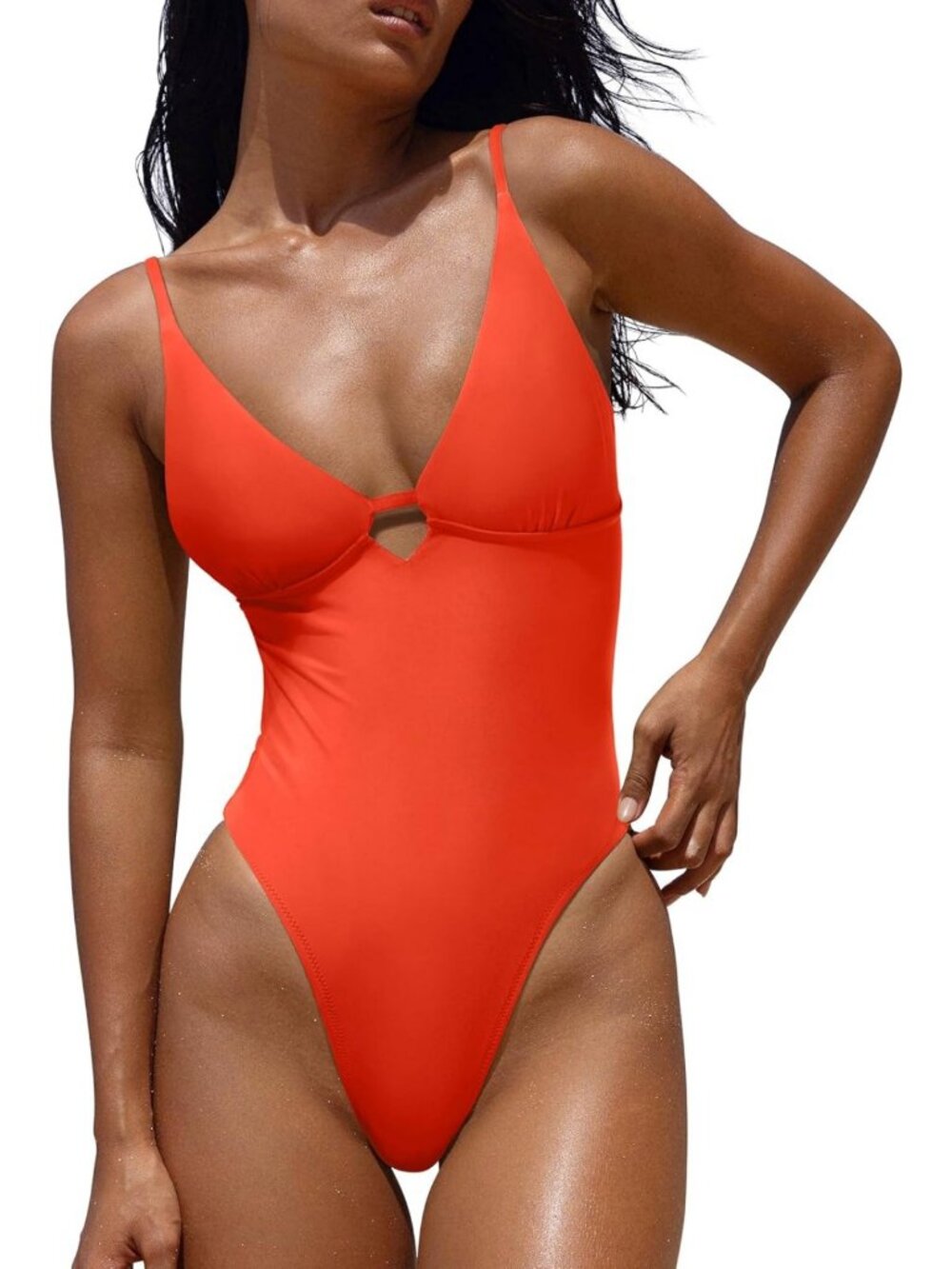 Sexy V Neck Padded One Piece Swimsuit for Women - Flattering Bathing Suit
